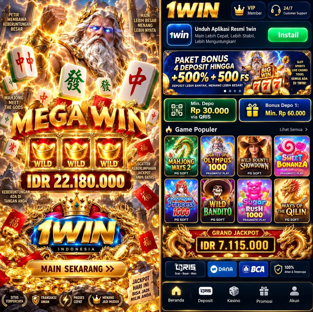 1WIN - Situs Resmi Slot Online dan Pilihan Game PG Soft